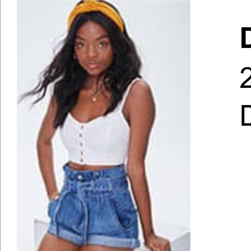 High waisted tied jean shorts